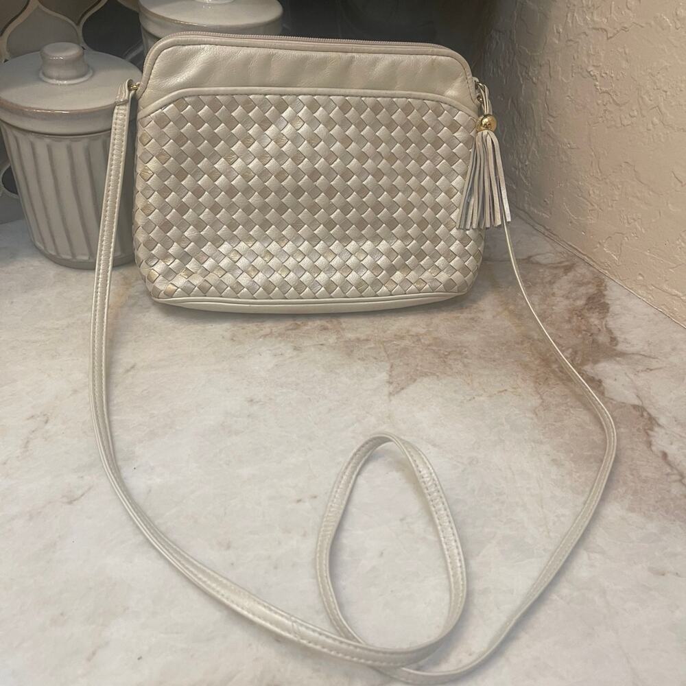Vintage Ganson Purse cream weaved leather